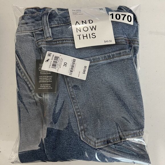 NWT And Now This Womens US 10 Utility Denim Jeans High Rise Straight Leg Skater - Picture 12 of 13